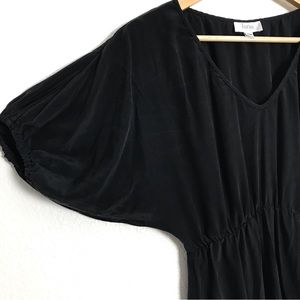 Luna By Josandra Black 100% Silk Batwing V-neck Empire-Waist Maxi Dress